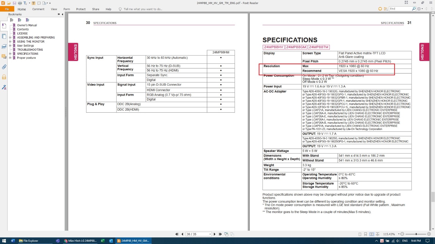 1. Trên trang này thì thấy có coupon giảm giá "TIKILG100", nhưng khi nhập không được, tôi hỏi tổng đài thì được trả lời là hết hạn sử dụng. Vậy quý Cty làm ơn update trang bán hàng của mình dùm. Tôi có cảm giác như vừa bị ***.
2. Đọc trên trang này thì tiêu đề nói rỏ sp này là 75Hz, đọc phần trả lời câu hỏi thì cũng khẳng định là 75Hz. Tôi hỏi Tổng đài thì đài không biết và báo sẽ hỏi lại Kỹ thuật. Nhưng tôi chờ mãi cũng chưa nghe báo lại kết quả. Nhưng Đài có khẳng định là tiêu đề sp ghi 75Hz thì sẽ đúng với sp.
Hôm nay tôi đã nhận máy vì tìm đủ mọi cách để set-up trên Win10 mà không được 75Hx (kết nối HDMI), và tôi đọc trong file Owner's manual download trên trang web của LG, thì Manual này nói rằng chỉ có 60Hz (vui lòng xem hình).
Vậy mong Quý Cty hưởng dẩn tôi set-up ra 75Hz.

Nếu sp này chỉ được 60Hz thì tôi rất thất vọng và tôi không muốn mua sp này với giá này mà chỉ được 60Hz. Tôi muốn trả lại sp này.

Mong nhận được phản hồi thỏa đáng của Cty.
Xin chào!