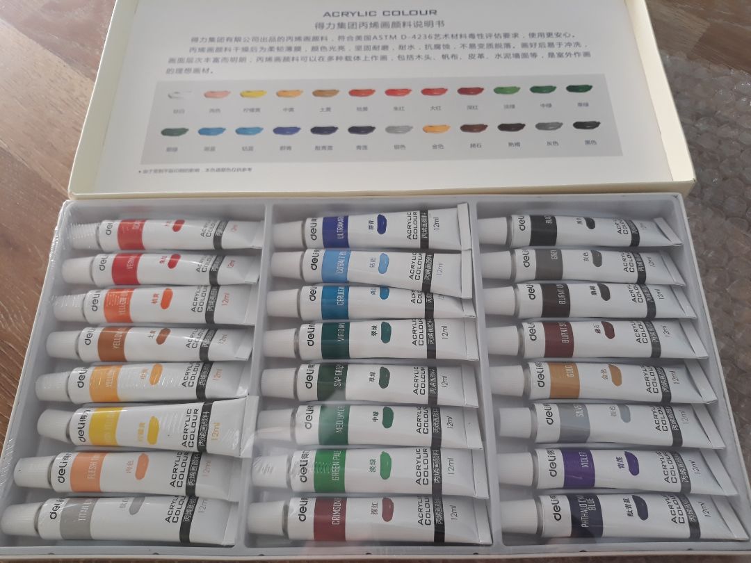 giao hàng nhanh, gói cẩn thận, chưa dùng thử, bản 24 màu khá đẹp, được tặng kèm set cọ 04 cây và ngăn pha màu chắc chắn với giá ưu đãi giao hàng nhanh, gói cẩn thận, chưa dùng thử, bản 24 màu khá đẹp, được tặng kèm set cọ 04 cây và ngăn pha màu chắc chắn với giá ưu đãi