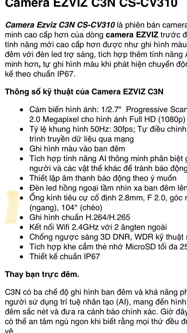 Camera có cấu hình không đúng với mô tả, ghi là tiêu cự 2.8mm nhưng thực tế là 4mm, dẫn đến góc nhìn rất hẹp.
Đề nghị Tiki đổi cho tôi camera có cấu hình đúng như miêu tả trên app.