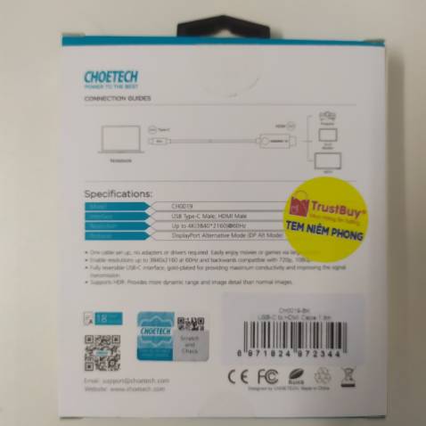 Hàng đúng như mô tả, truyền tải dữ liệu nhanh, video sắc nét, dây dài gần 2m nên rất thuận tiện khi kết nối thiết bị ở xa,... mình xài nhiều sản phẩm của Choetech rồi thấy rất tốt, sẽ tiếp tục ủng hộ nếu có nhu cầu