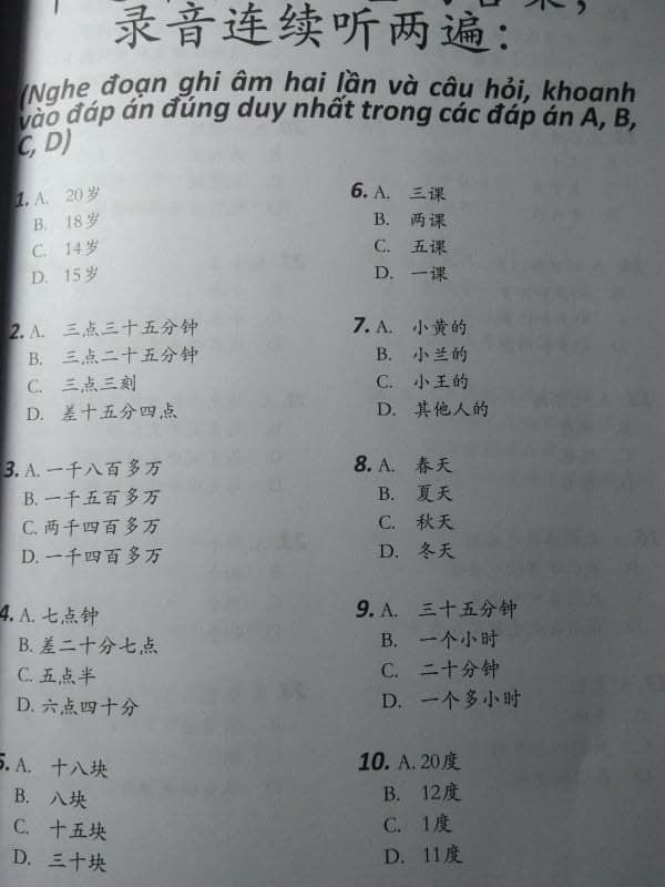 sách dày, đẹp, in rõ, có CD kèm, mà mình không dùng CD được nên sẽ xin shop link nghe audio. Bài tập phong phú như nghe đoạn văn điền từ, hội thoại điền từ, hay chọn ABCD, và nhìn hình nghe audio.