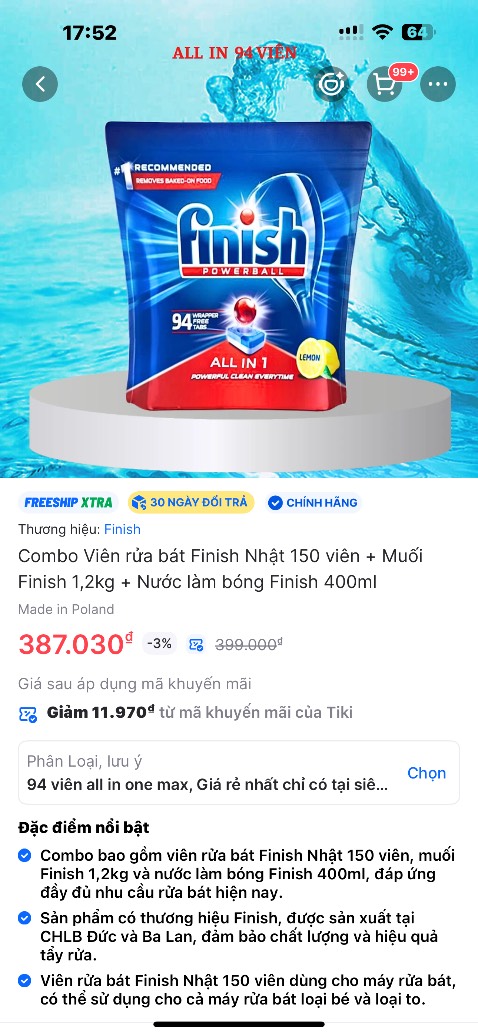 Ủa để conho sao mình nhận chỉ có bịch viên rửa ko vậy shop