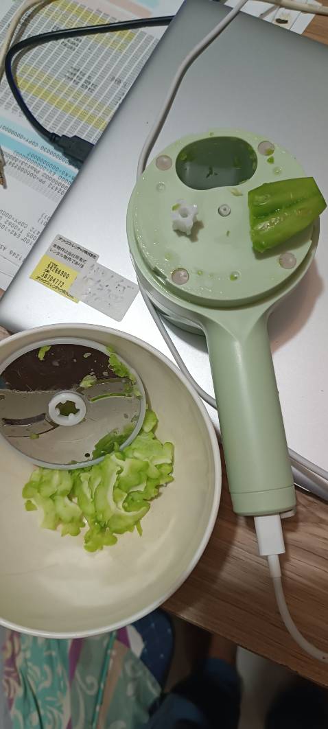 Quá tệ, mới bào chưa xong ¼ trái khổ qua thì gãy cốt rồi, cốt bằng nhựa