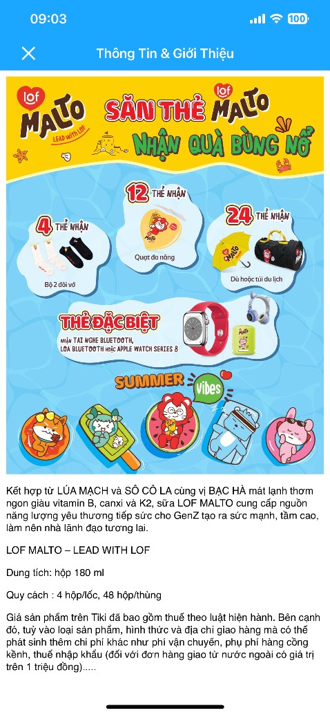 Sữa này đang có chương trình đổi thẻ lấy quà, nhắn cho shop hỏi đổi quà ở đâu mà shop ko trả lời 🙁🙁