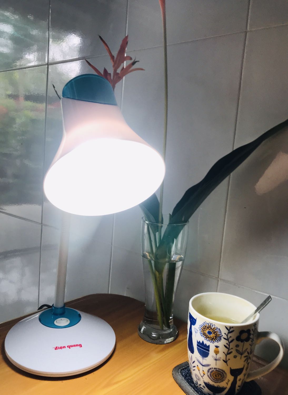 Mình đặt đèn màu đỏ nhưng chắc hết hàng nên Điện Quang giao đèn này. Đèn sáng, chắc chắc, để trên bàn rất vững. Dù không đúng màu nhưng mình vẫn hài lòng về chất lượng.