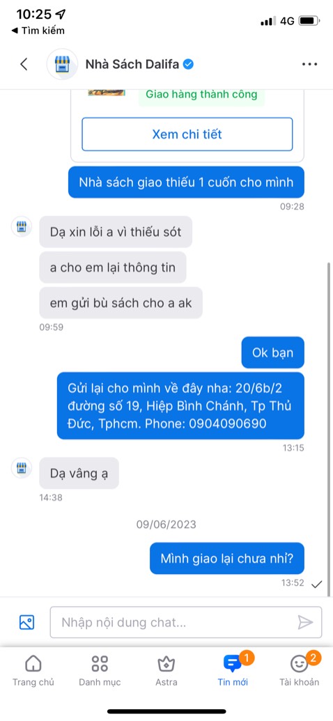 Mua combo 3 cuốn mà nhà sách giao 2. Đề nghị giao lại thêm rồi cũng im luôn