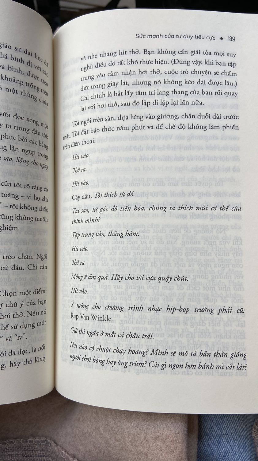Câu chuyện rất thực tế, dí dỏm, cho ta thấy hiệu quả của thiền định, chánh niệm nhưng ko quá thần thánh hoá nó lên. Cuốn sách ko khiến bạn có được hạnh phúc 100% nhưng chắc chắn sẽ khiến bạn vững tin, hạnh phúc hơn 10%. 
Điểm trừ rất lớn là sách có quá nhiều lỗi chính tả, lỗi đánh máy.