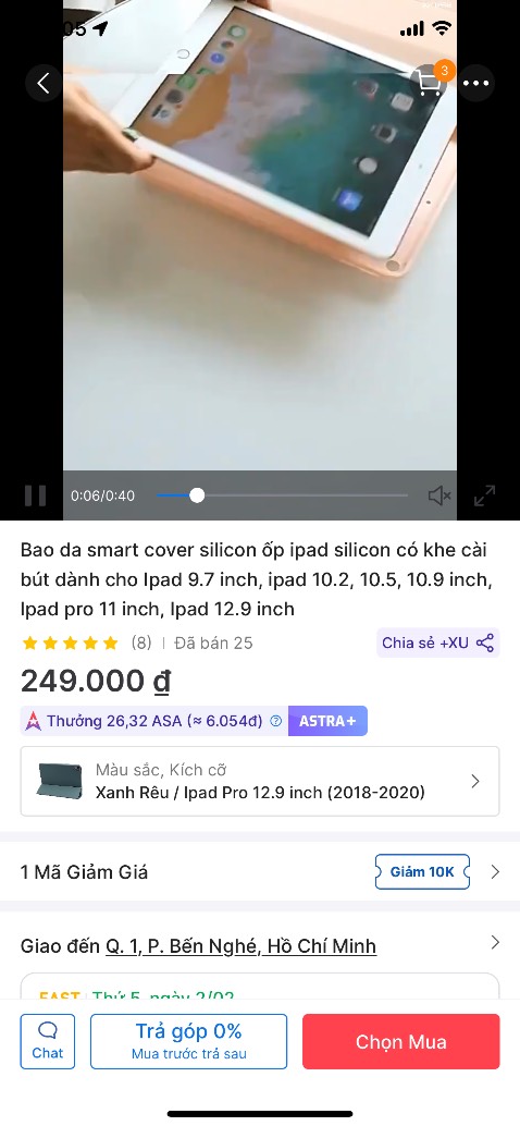 Đặt cover cho ipad pro 12.9 inch, shop giao nhầm loại 11 inch. Đề nghị đổi lại