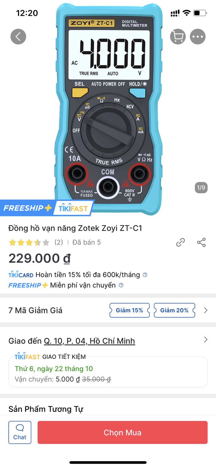 Tiki giao hàng không đúng theo đơn đặt hàng : tôi mua Đồng Hồ Đo Điện Zoyi ZT-C4 giá 339.000 đồng nhưng Tiki giao Đồng Hồ Đo Điện Zoyi ZT-C1 giá 229.000 đồng, như vậy Tiki ăn gian của khách hàng 110.000 đồng