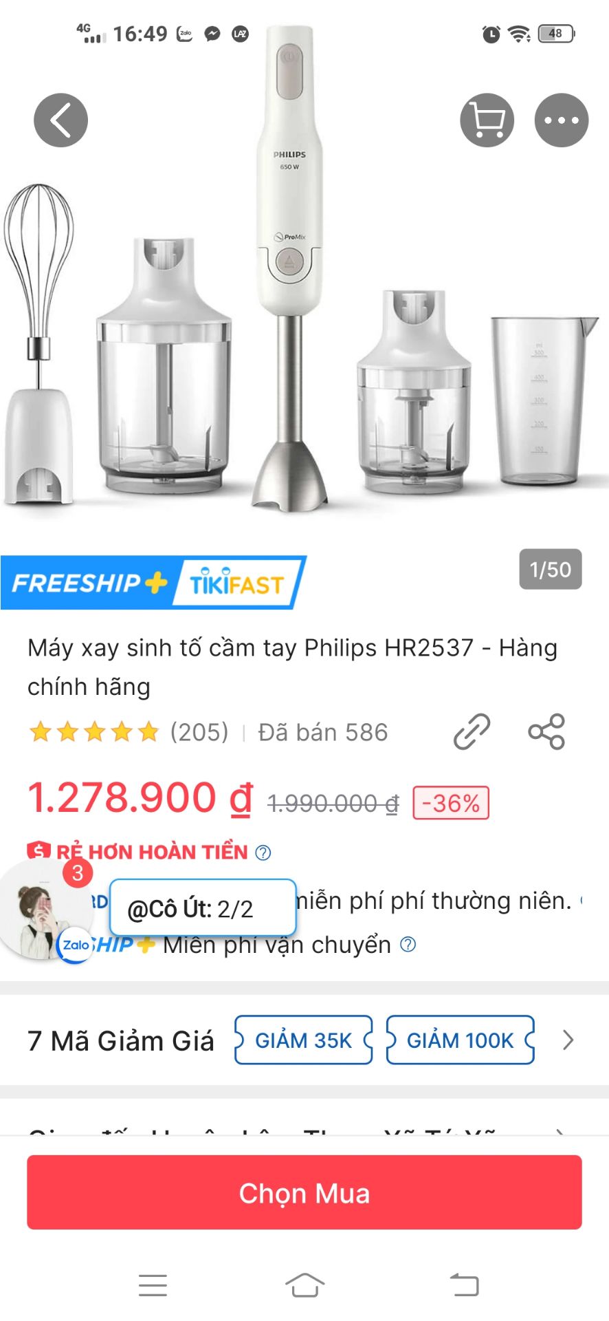 Giao hàng nhanh
Máy đầy đủ dụng cụ, chắc chắn. rất tiện lợi, mình mới cắm thử điện thì máy chạy êm. màu trắng trông sạch sẽ. 
Cối xay thịt cũng k nhỏ quá, vừa tầm cho 3,4ng. nói chung rất nên mua