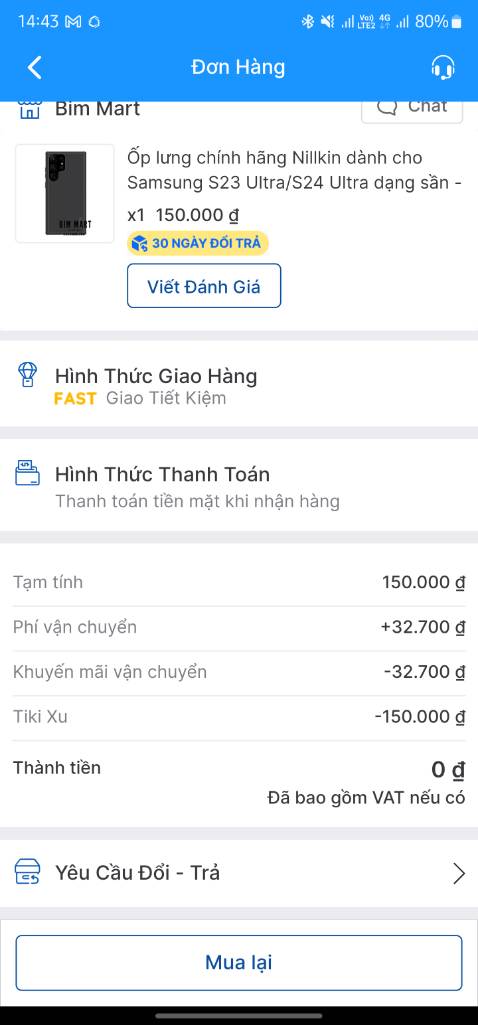 Mình mua ốp đen s23ultta. Vừa khít với điện thoại, cầm chắc tay. Mặt lưng nhám khá tốt cho tay mình thi thoảng có tí mồ hôi thì ốp này nhám giúp mặt lưng đỡ gớm như ốp trong silicon.

Đã lâu lắm mới quay lại tiki mua hàng. Ấn tượng với tiki là đặt hàng ngày 6/10 đến ngày hôm nay là 8/10 đã có hàng dù shop tận HN. Đã vậy còn free ship.

Tiếc là đợt này sinh nhật tiki nhưng chưa canh me mua được hộp quà 14k nào.

Mình đeo ốp vào rồi nên ko có hình chụp. Nhưng nói chung oki.