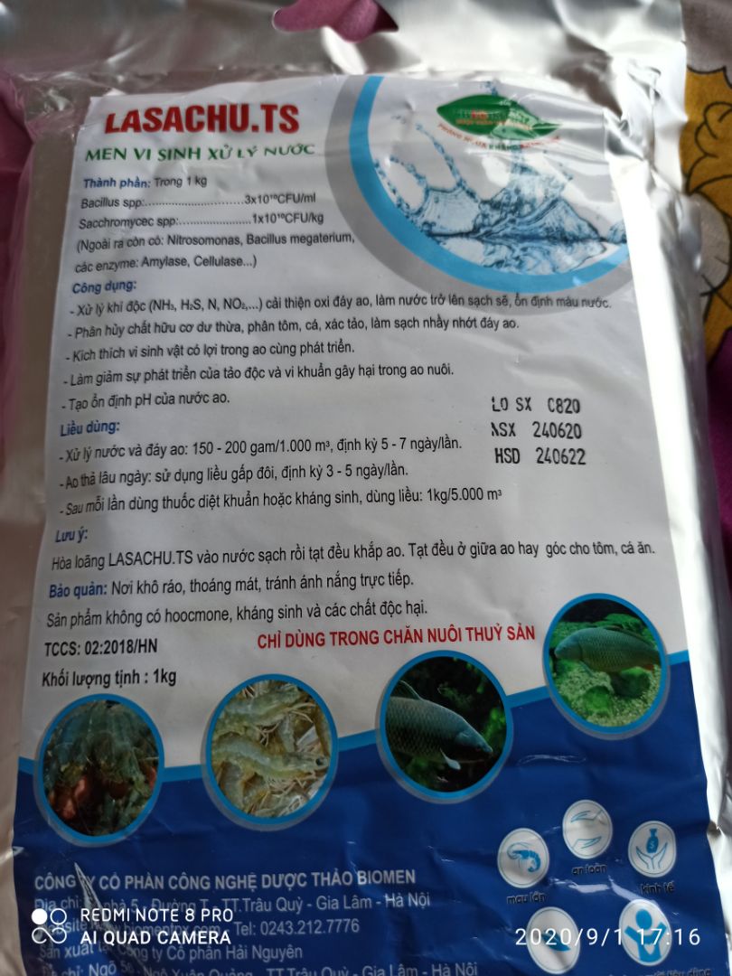 vừa nhận sp chưa biết có tốt hay không? đã mua và đang sử dụng sp lasachu.ts nhưng sp này còn thiếu thông tin như dùng trong thủy sản nuôi tôm thì thời gian sử dụng vào giờ nào trong ngày, điều kiện thời tiết nào để sử dụng nắng mưa v.v...
