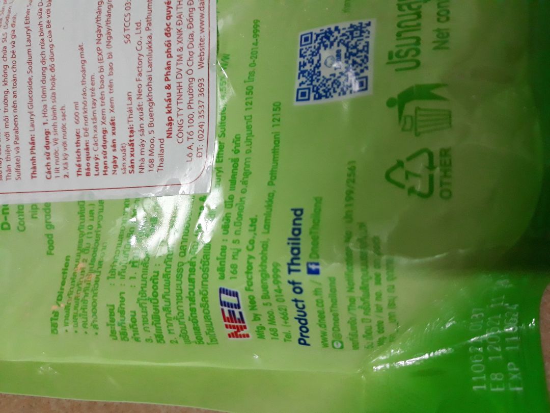 giao nhanh, đóng gói cẩn thận, date mới, mình dùng Dnee rữa bình và ly cho bé đc 5 năm rồi, mùi dịu nhẹ, phù hợp rữa ly bình sữa hơn là bát đũa dầu mở, dù vẫn sạch