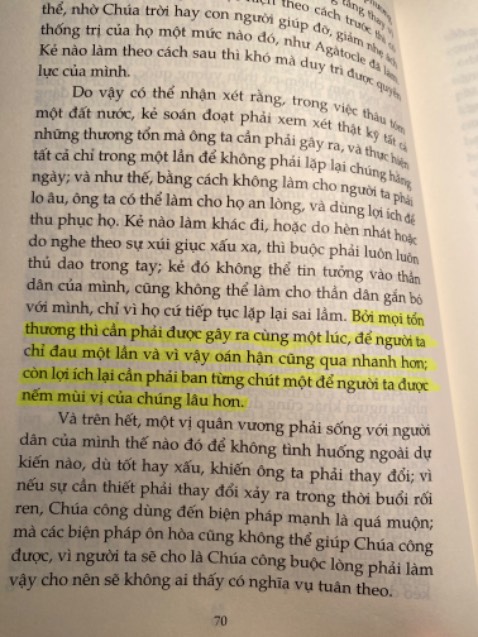 Biết đến cuốn sách khi nó nằm trong list sách của Trung Nguyên dành cho lãnh đạo nên mua đọc thử dù bản thân ko hứng thú mấy dạng truyện viết. Để cả năm nhớ ra đọc thử không ngờ quá đỗi hay, sách là 1 bề tôi khuyên chúa công về thuật trị quốc, thay vì trị quốc có thể hiểu như cách 1 người lãnh đạo củng cố địa vị của mình  tuỳ vị thế hoàn cảnh để thu phục cấp dưới, ném đá giấu tay, dùng người và diệt trừ thế lực… có nhiều điều rất đáng học hỏi và suy gẫm. Là 1 cuốn sách rất khác so với các sách về lãnh đạo. Đã đọc binh pháp nhưng thật sự binh pháp tôn tử khá khó hiểu, theo mình đánh giá sách rất phù hợp với các vị trí bắt đầu lãnh đạo, đáng mua.