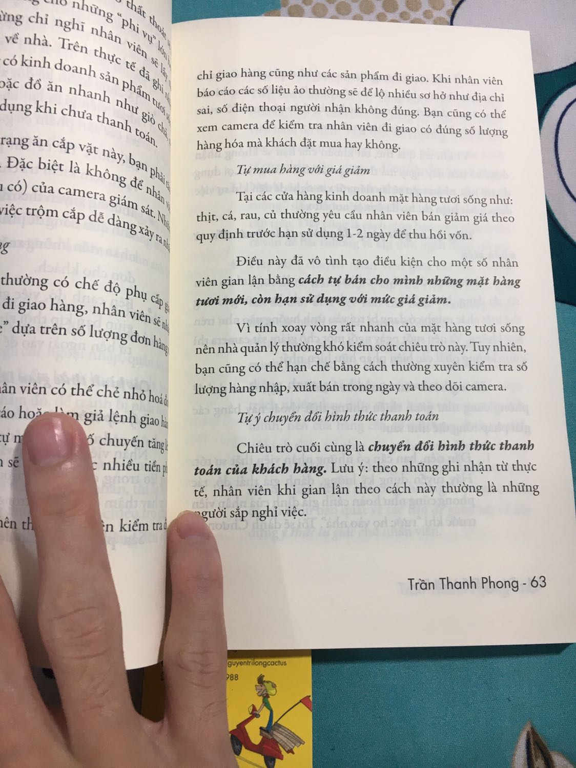 Sách của anh Trần Thanh Phong thì khỏi phải nói rồi mỗi cuốn mỗi chủ đề hay. Đọc lần nào cũng lôi cuốn nên đọc tốc độ nhanh kinh khủng. Sách nói về cách quản lí nhân viên và dạy nhân viên rất hiệu quả. Rất đáng tiền để mua những cuốn của anh.