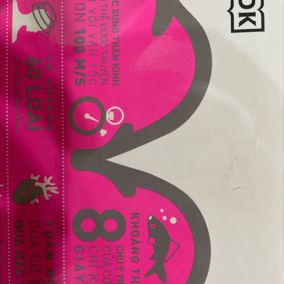 Bìa sách bị trầy xước, có một đường dài như bị cắt trúng. Mặc dù bên trong không vấn đề gì nhưng về mặt thẫm mĩ thì nó trở thành hàng cũ và xấu. Hơi bẩn nhẹ nhưng tôi đã bôi đi rồi. Móp nhẹ bìa nhưng không đáng kể. Nhưng vẫn tiếc thì vết xước trên bìa lớn quá :(((