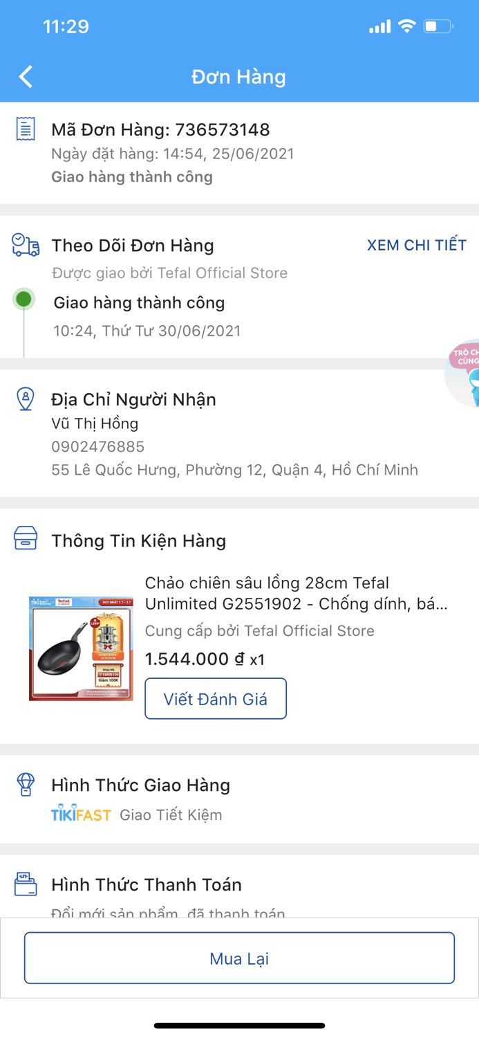 Lần mua đầu tiên 22/6 đặt hàng 23/6 giao, cán chảo lỏng léc, vành chảo trầu xước nên đổi.
24/6 nhận lại sp lỗi, 30/6 giao sp mới.
Chảo mới giao lại đóng gói rất cẩn thận mấy lớp luôn nhưng chảo lại bị móp. Vậy có nghĩa chảo bị móp trước khi dc đóng gói, nếu đã móp thì tại sao còn giao cho khách?
Cách kiểm tra sp trước đóng gói của tiki và shop có vấn đề, nên xem xét lại.
Hnay ko muốn viết đánh giá đâu nhưng thấy đợt này tiki làm việc ẩu quá đành phải lên tiếng (trưa nay 1/7 vẫn chưa thấy ai gọi nhận lại sp lỗi).