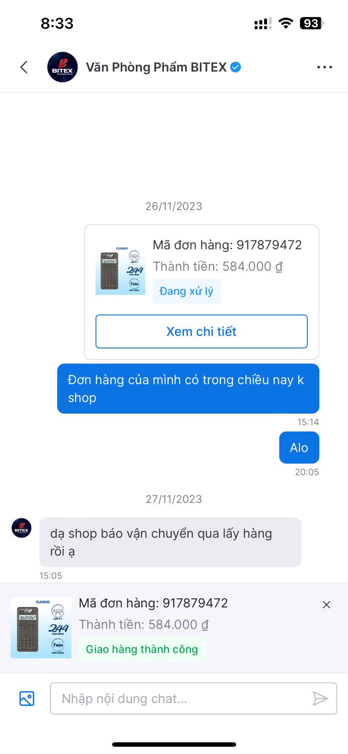 Mình đặt mua bên tiki vì chế độ giao nhanh nhưng k ngờ giao chậm hơn đến 3 ngày. Cụ thể đặt t7 shop thông báo “giao đúng chủ nhật từ 13h-16h” nhưng đến tận hôm nay là thứ t4 tuần sau mới nhận dc. Mình cần gấp để gửi về quê nếu ngay từ đầu nhắm k giao sớm dc thì mình đặt mua chổ khác. Chat *** thì nói liên hệ với bên tiki. Chat bên tiki thì hỏi hnay mai trloi