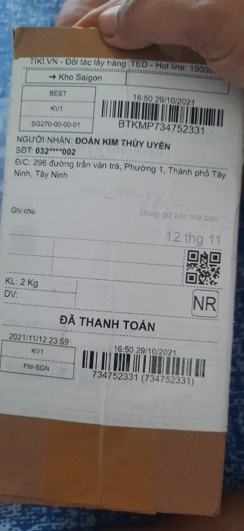 hàng đóng gói không hài lòng như những lần trước có cho gửi lại hàng không