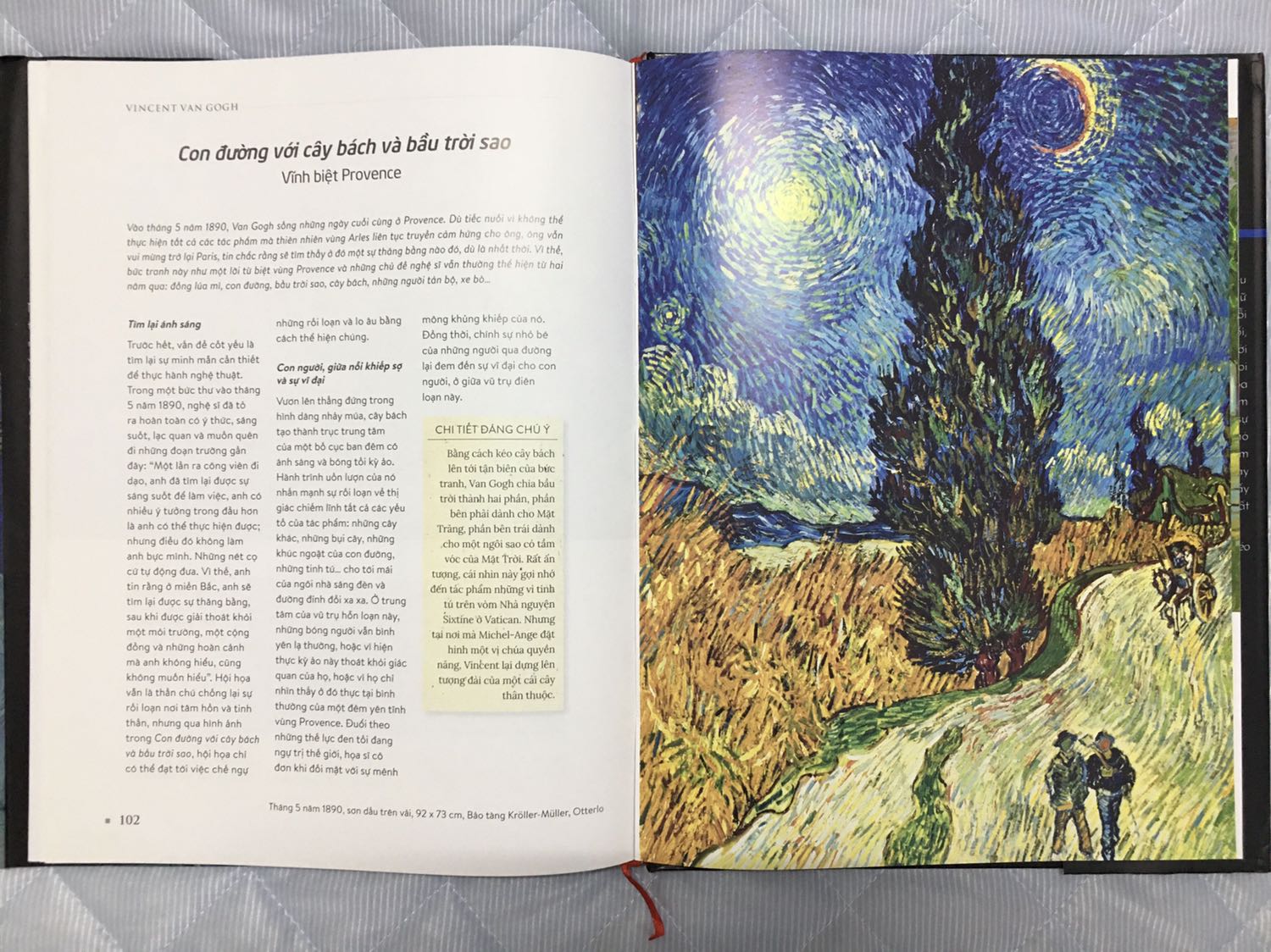 Mình thấy hài lòng với sách từ những cái rất nhỏ như: Sách được bọc ni lông nên không bị quăn góc hay bụi bẩn gì. Sau khi xé lớp ni lông bảo vệ và chạm vào bìa quyển sách thì có thể thấy bìa rất cứng rồi nhưng vẫn được một lớp bìa giấy bao bên ngoài. Các trang bên trong thì trắng, cứng cáp giống loại giấy in tạp chí thời trang nên không bị lồng hình hay chữ từ các trang in mặt sau. Chữ in to nét còn hình ảnh chụp các tác phẩm phải nói là chuẩn không bị lệch lạc và có màu sắc chân thật chứ không bị phai màu dù chỉ một trang. Nội dung thì rất đầy đủ như những gì đã giới thiệu ở bìa sau kèm theo cả những chú thích thuật ngữ rất hữu ích. Quyển sách đáng để đọc và sưu tầm dành cho  không chỉ những ai yêu thích hoặc quan tâm đến hội hoạ.