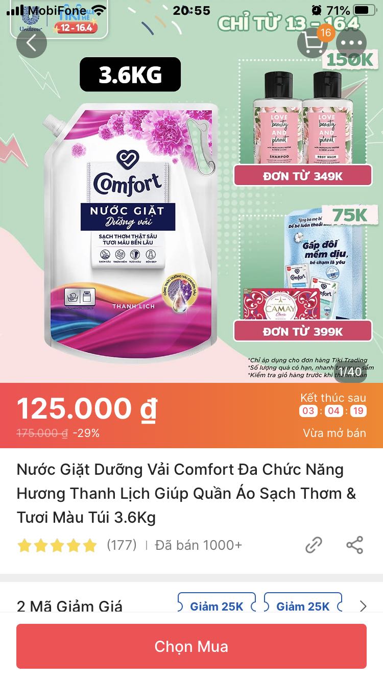 Bán hàng dối trá, kiểu treo đầu dê bán thịt ***. Hình ảnh 1 bịch tặng bộ đôi comfort và nước rửa mặt. Mua 3 bịch lại tặng 1 bộ (như hình). Đơn hàng thứ 2, ko có hàng hàng khuyến mãi.