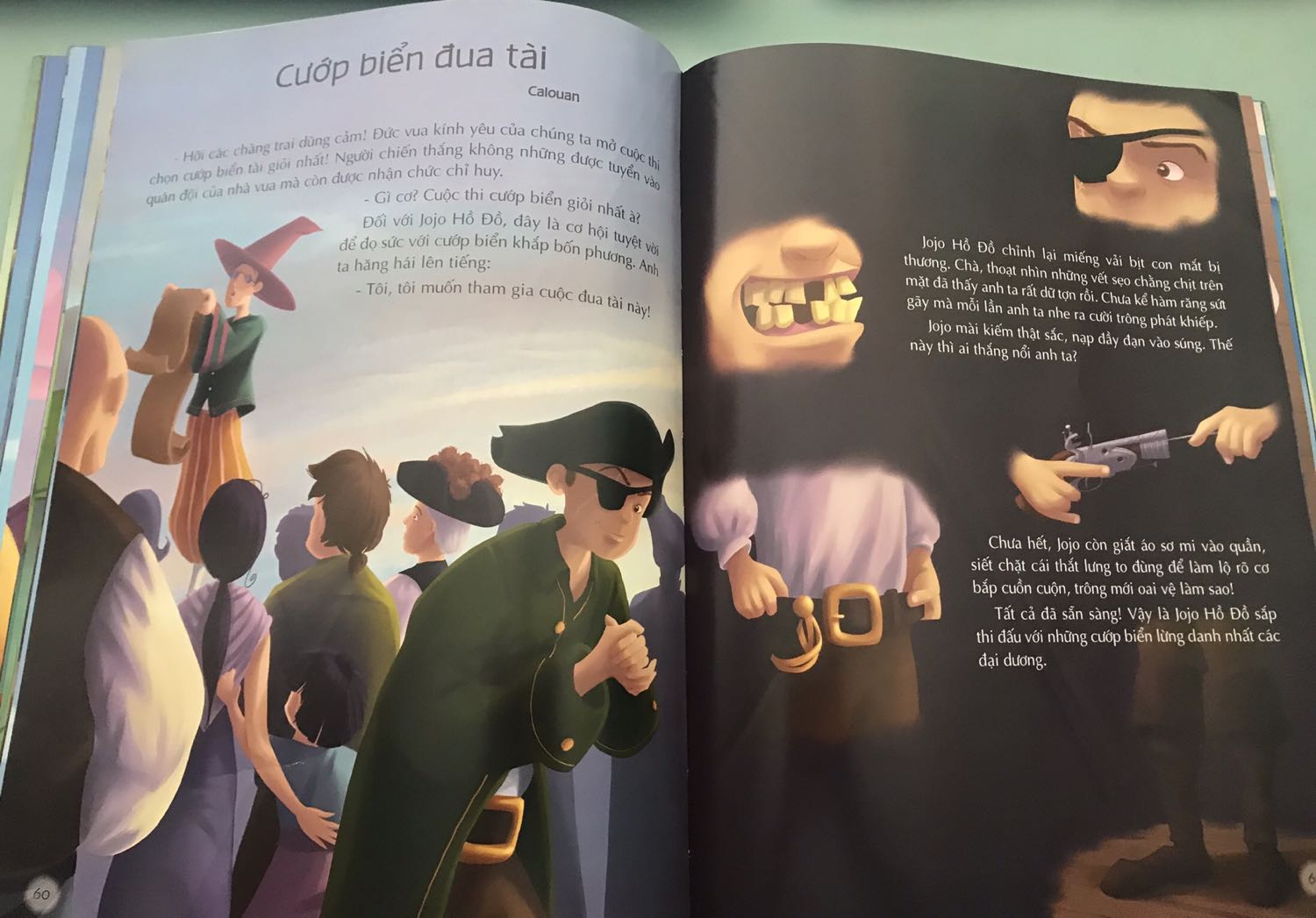 Sách thiết kế khá to cỡ giấy A4, bìa cứng, không tiện cầm. 21 câu chuyên cướp biển là 21 câu chuyện ngắn và riêng biệt. Nội dung phù hợp với bé nhỏ lớp 2 hơn là bé lớp 4.