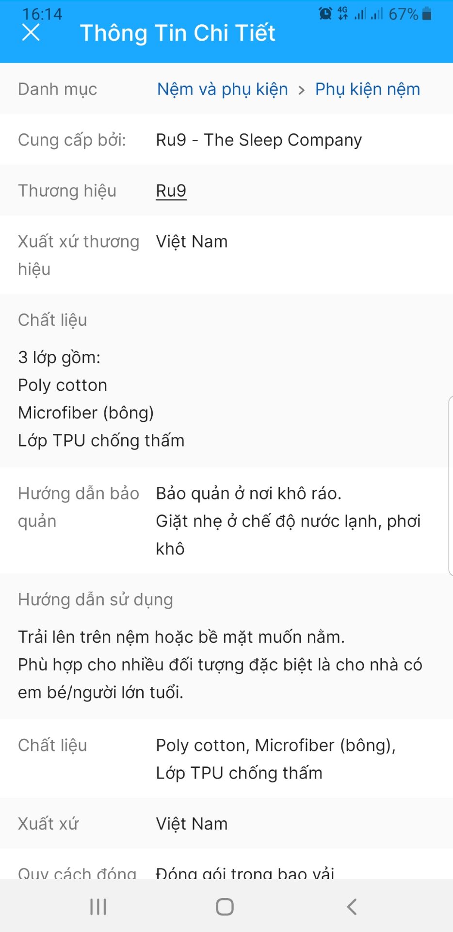 Quảng cáo sản phẩm là xuất xứ tại Việt Nam nhưng hàng lại sản xuất tại Trung Quốc. Mặc dù đánh giá cao đội ngũ Sale nhưng sự mập mờ về sản phẩm làm mình rất khó chịu, nhưng vì tin tưởng nên mình quên kiểm tra ban đầu và đã sử dụng. chán...