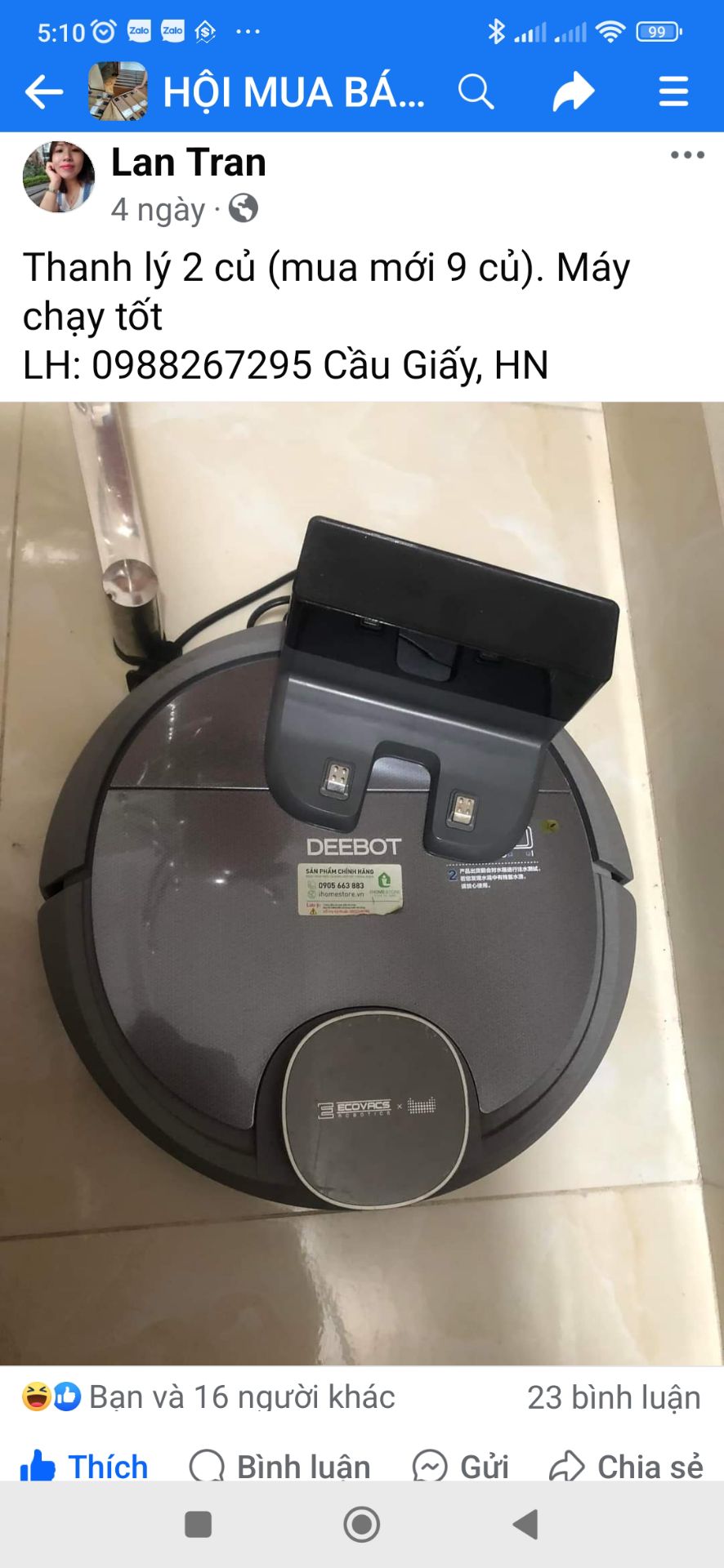 Chưa dùng nên chưa biết được