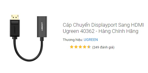 Cáp chuyển đổi Ugreen tốt, ngắn gọn. Nối với dây HDMI 5m cùng thương hiệu với tivi, chất lượng hình ảnh vẫn rõ ràng, sắc nét và đẹp. Giao hàng nhiệt tình, 7-8 giờ tối rồi vẫn còn đi giao hàng. Rất cám ơn .