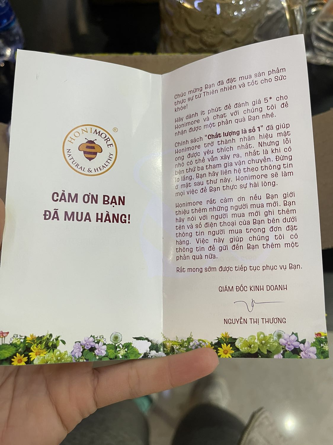 Đóng gói cẩn thận, có thư cảm ơn rất chuyên nghiệp, mật ong vị ngon.