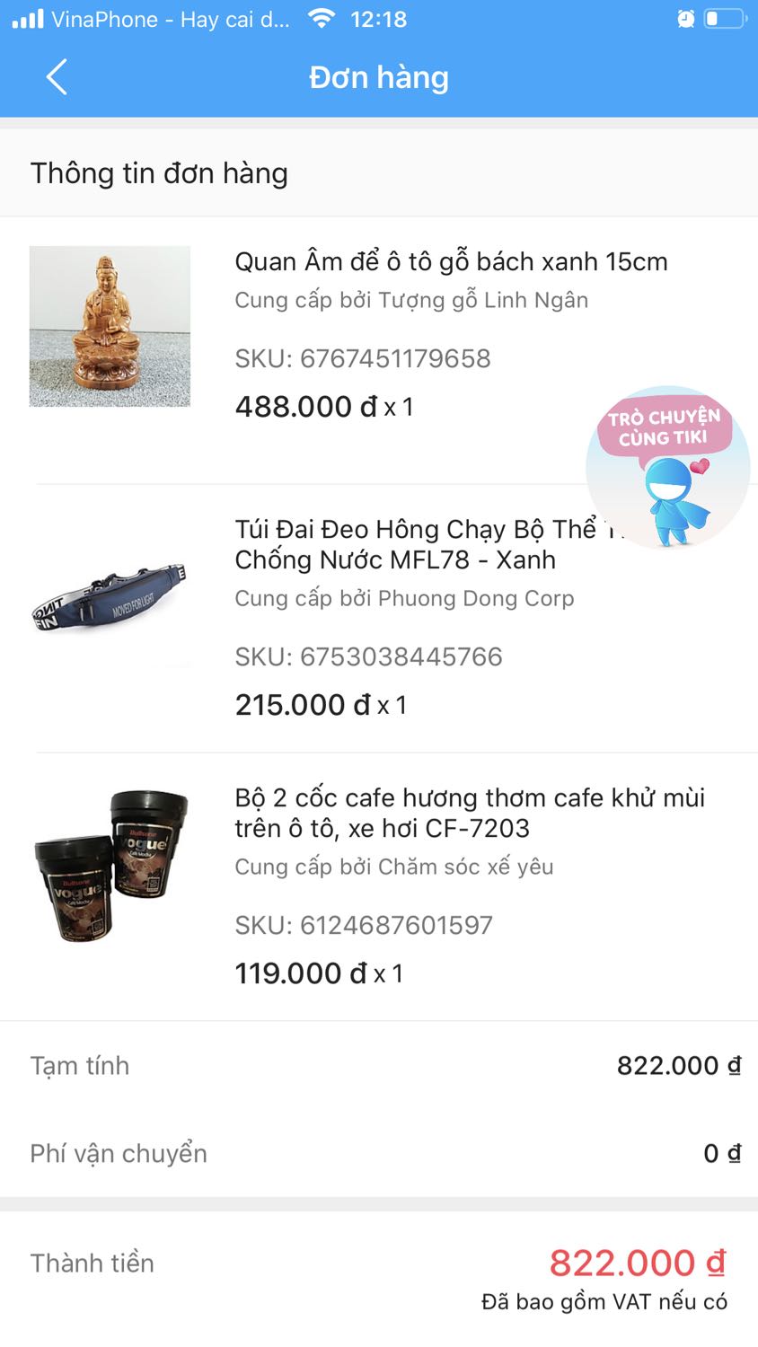 Mình đã thanh toán đơn hàng 822k cho ba bộ sản phẩm. Tiki báo đã giao lọ sáp này nhưng mình nhận ko có! Đây là đơn thứ 2 trong tuần mình ko nhận đc hàng kiểu như này rồi!