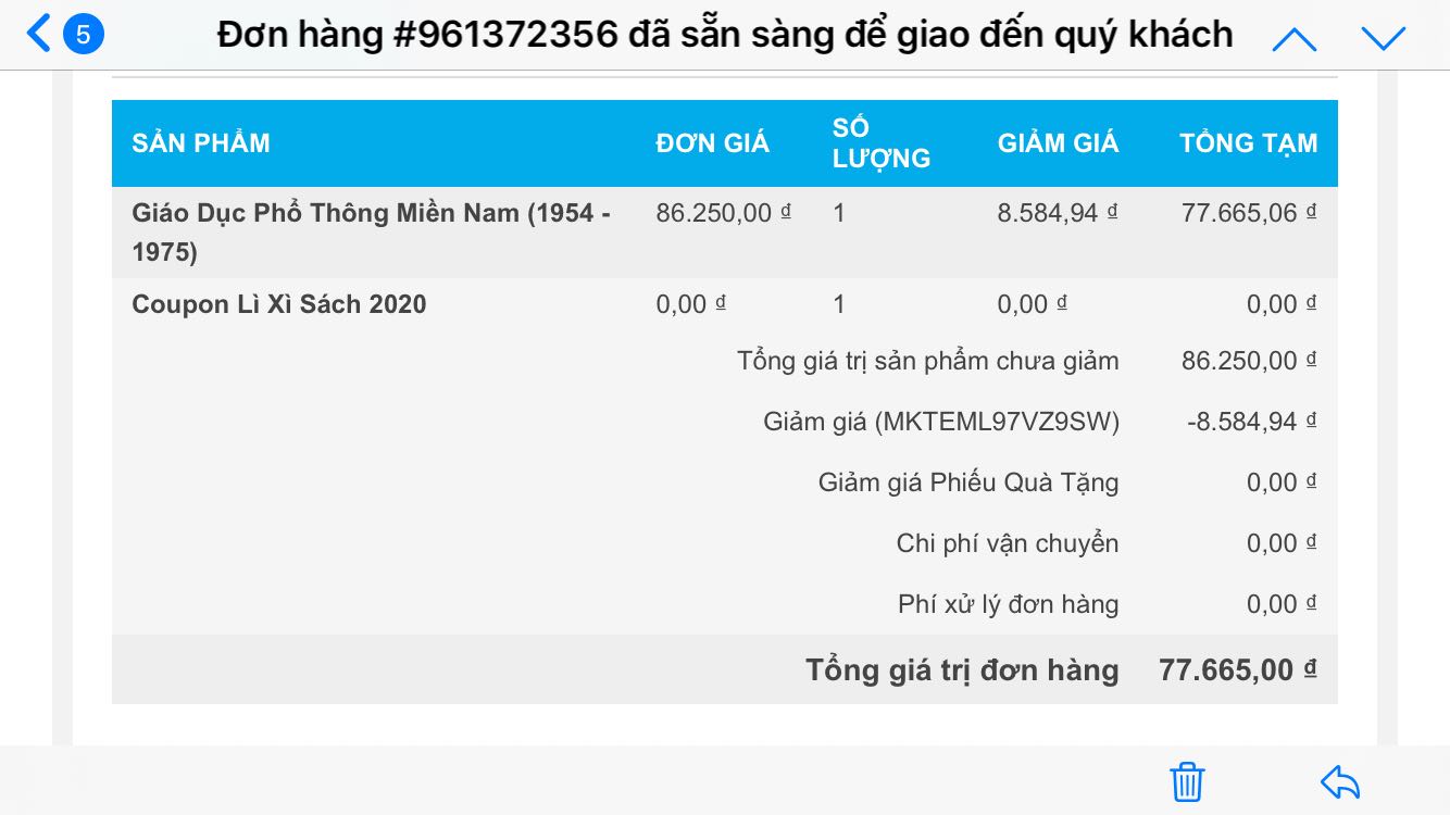 Chỉ nhận được sách không thấy coupon kèm theo mà hoá đơn vẫn ghi nhận đã giao hàng.