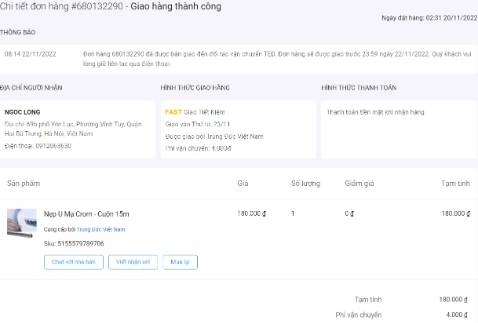 Rao hàng bị sai màu sản phẩm. Tôi yêu cầu đổi lại đúng đơn hàng