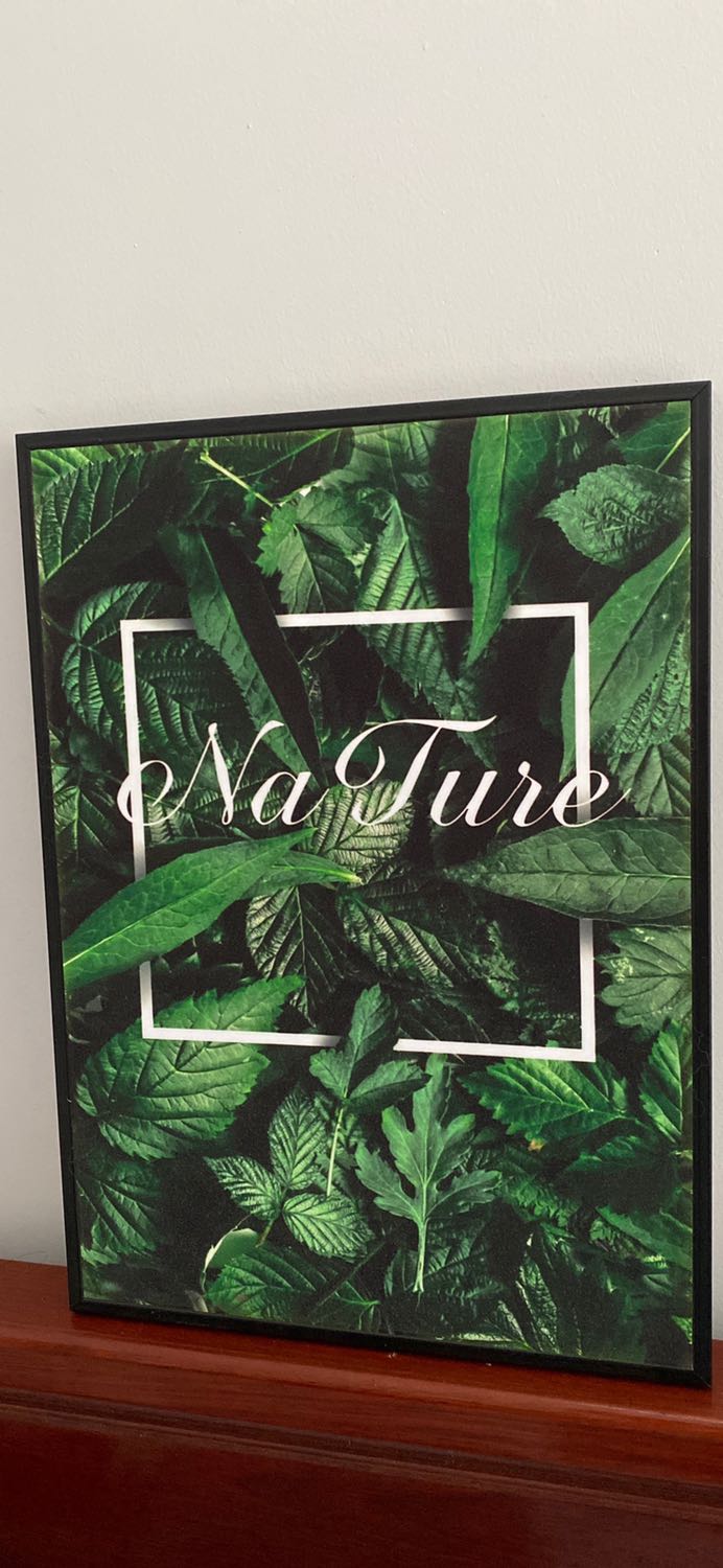 Tranh đẹp nhưng khổ nỗi mình mua về hơn 3 tuần rồi vẫn chưa treo được, chỉ gác lên thành giường thế này thôi vì không tìm được đinh 3 chấu ở đâu cả. Đi khắp các nhà sách khu vực để mua cũng không có bán. Thành ra 5 bức tranh vẫn chưa treo được bức nào. Buồn.