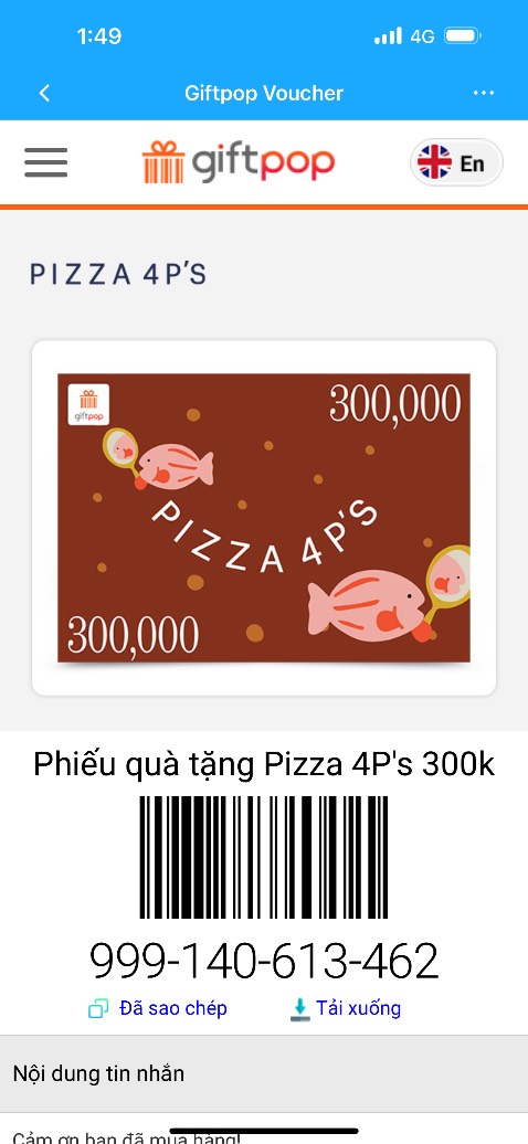 Voucher dễ dàng sử dụng tại tất cả nhà hàng 4P