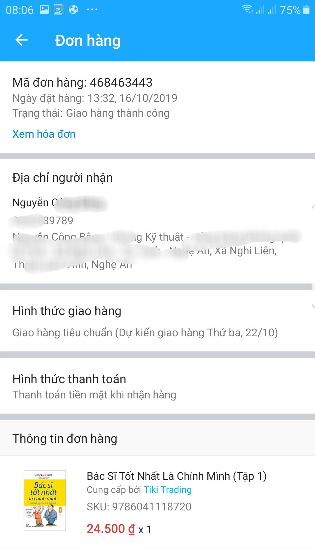 Tôi chọn mua trọn bộ bác sĩ tốt nhất chính là mình. Tuy nhiên khi nhận thì có 2 cuốn tập 3 và không có cuốn tập 5. Kính đề nghị Tiki kiểm tra lại giao đúng sách cho tôi. Trân trọng./.