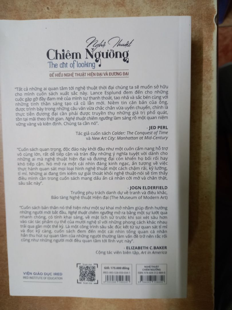 Hàng giao nhanh. Sách nhận còn mới nguyên. Là những trải nghiệm riêng, độc đáo của tác giả. Rất lý thú, nên đọc. Quyển sách này bổ sung tuyệt vời vào tủ sách thưởng thức nghệ thuật. Rất hài lòng.