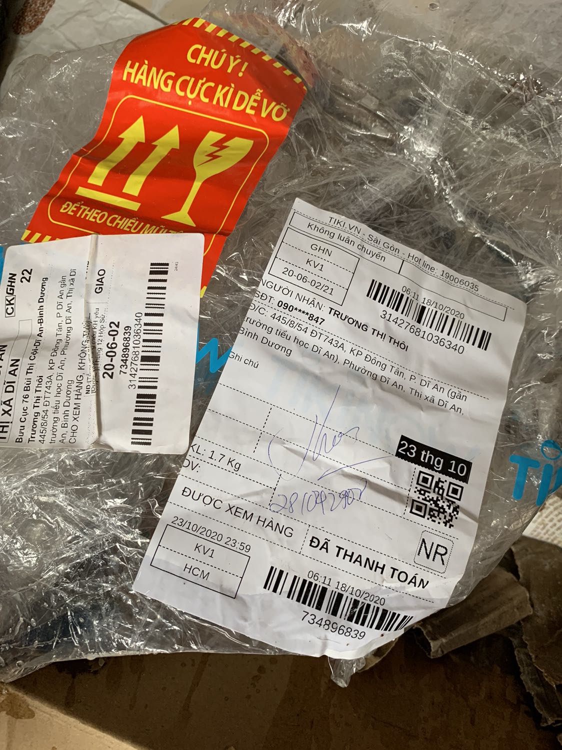 Mình muốn được trả gấp vì hộp bị bể, mùi rất hôi, đơn hàng giao ngày 19/10/2020