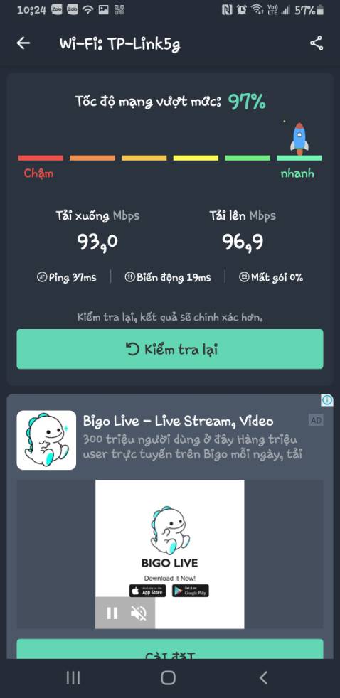 Kích thước nhỏ gọn, tốc độ *** thấy nhanh gắp đôi cục của nhà mạng. Khả năng xuyên tường chỉ ngang cục 1 băng tầng của nhà mạng cho mượn, để ở cầu thang lên tầng 2 đóng của phòng là chỉ đc 2 vạch sóng chập chờn. Hi vọng độ bề  theo thời gian. Tiền ít ko đòi hỏi xuyên tường mạnh đc.