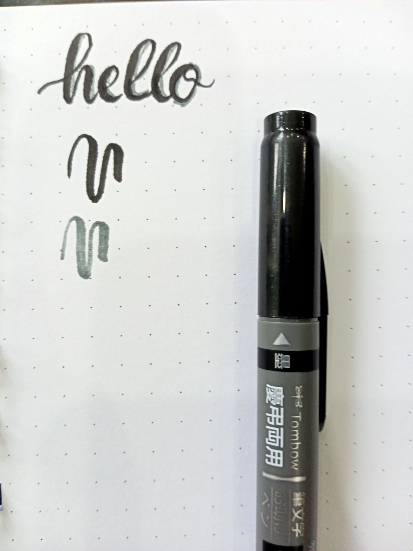 bút có 2 màu xám và đen nên dễ trang trí. đầu cọ cứng dễ viết, hợp cho những vạn đang tập calligraphy như mình. Giá cả phù hợp với chất lượng. Có điều viết hơi lem ra trang sau.