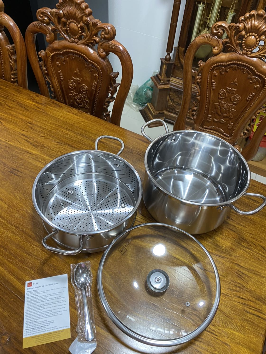 Bộ nồi Xửng hấp rất đẹp, chắc chắn. Giá cả hợp lý. Đóng gói kỹ. Rất ưng ý.