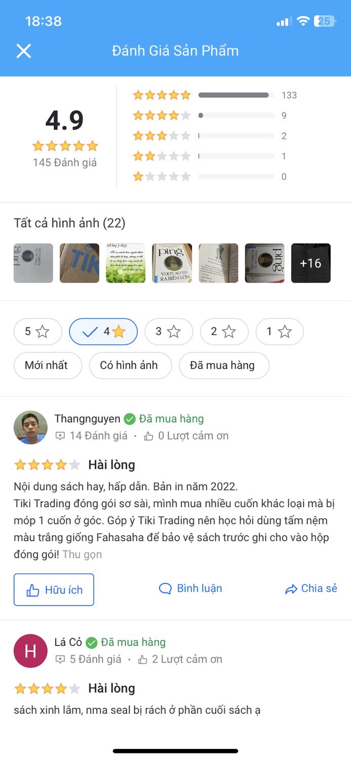 Nội dung sách hấp dẫn. Bản in năm 2022.
Trang 66-67 có font chữ nhỏ hơn các trang khác.
Tiki Trading đóng gói sơ sài, mình mua nhiều cuốn khác loại mà bị móp 1 cuốn ở góc. Góp ý Tiki Trading nên học hỏi dùng tấm nệm màu trắng giống Fahasaha để bảo vệ sách trước ghi cho vào hộp đóng gói!