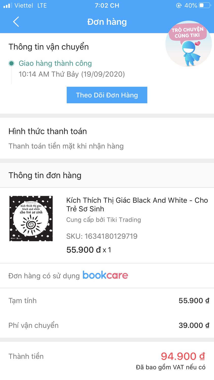 Mình mua sách cho con và có thấy note bookcare bị trừ nhưng không thấy sách có gì cả. Nội dung sách đơn giản, con thích nhìn chăm chú nên mình vẫn dùng sách cho con. Nhưng mong tiki kiểm tra lại nhé, nếu không có bookcare thì đừng trừ và cũng đừng note trong đơn của mình, nhận hàng như vậy mình cảm thấy không hài lòng về dịch vụ. Mong tiki điều chỉnh lại cách note đơn hàng.