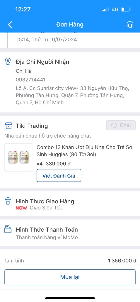 Mình mua đơn hàng 4 combo ( 1 combo 12 gói ) mua 4 combo thanh toán 1,356,000 mà sao mình nhận chỉ có 1 thùng và 4 gói như vầy 
- kiểm tra và trả lời mình gấp
