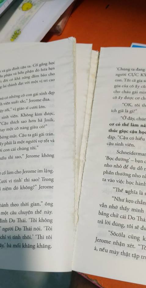 Sách dán keo rất tệ, đọc chưa được nửa tháng đã rơi rớt 4 5 trang giấy mặc dù đọc rất giữ gìn