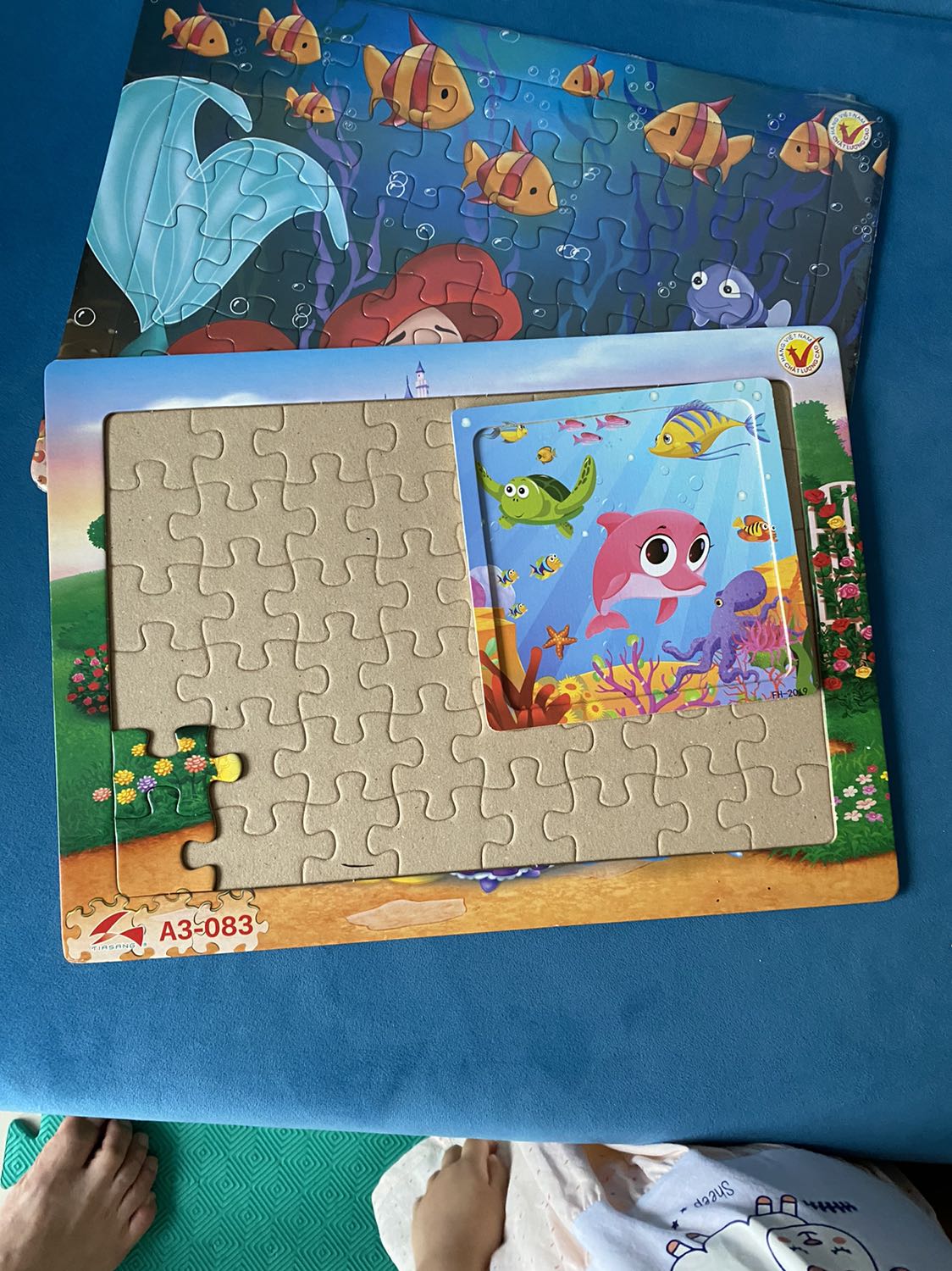 Nên có hình ở bên trong để các bé thấy được để xếp chứ 48 miếng cho đứa vé 5 tuổi sao mà nhớ được hình để xếp được bức tranh chứ !