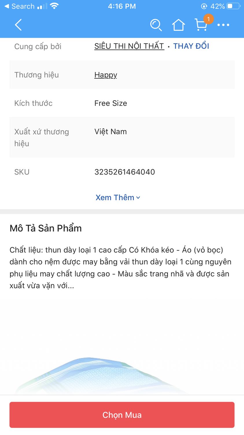 Mô tả sản phẩm là Thương hiệu Happy, bấm vào thì có nhiều sản phẩm gắn với thương hiệu này, mới quyết định mua, nhưng khi giao hàng thì là một cái tên khác.

160x2***k