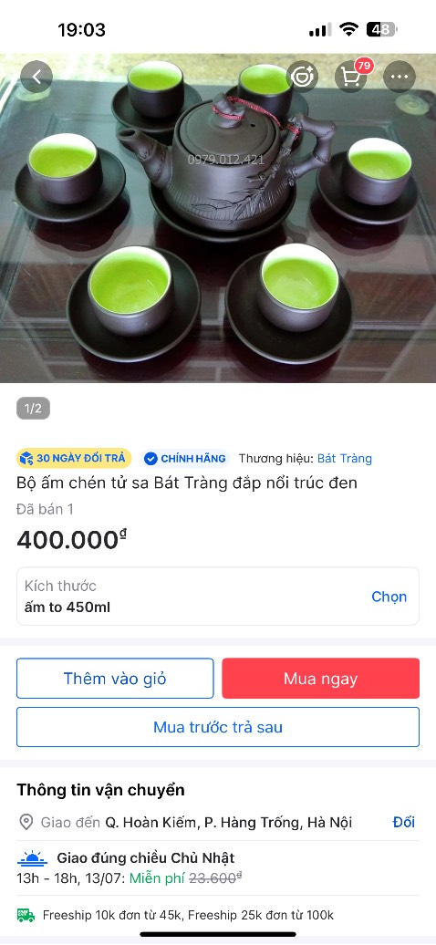 Mình mua ấm này là ấm thứ 3 ở của hàng rồi. Nhưng lần này mình thất vọng. Vì đặt ấm 450 ml nhận 300 ml.