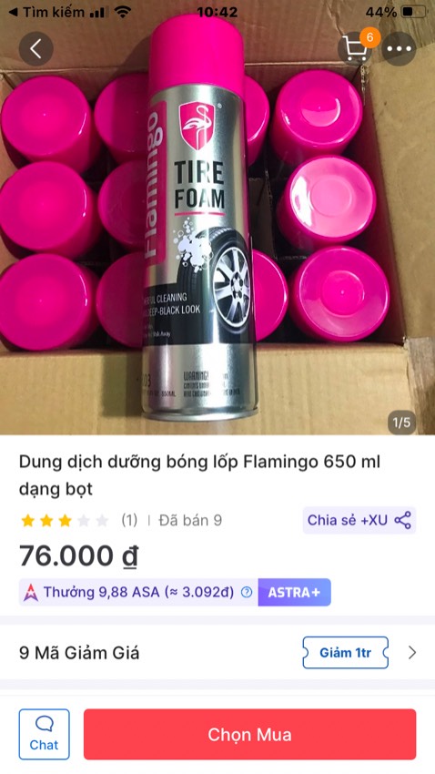 shop giao sản phẩm không đúng với hình ảnh quảng cáo.Đăng bán chai TIRE FOAM 650ml, Nhưng khi nhận được hàng lại là chai TIRE SHINE 500ml. shop làm ăn lươn lẹo