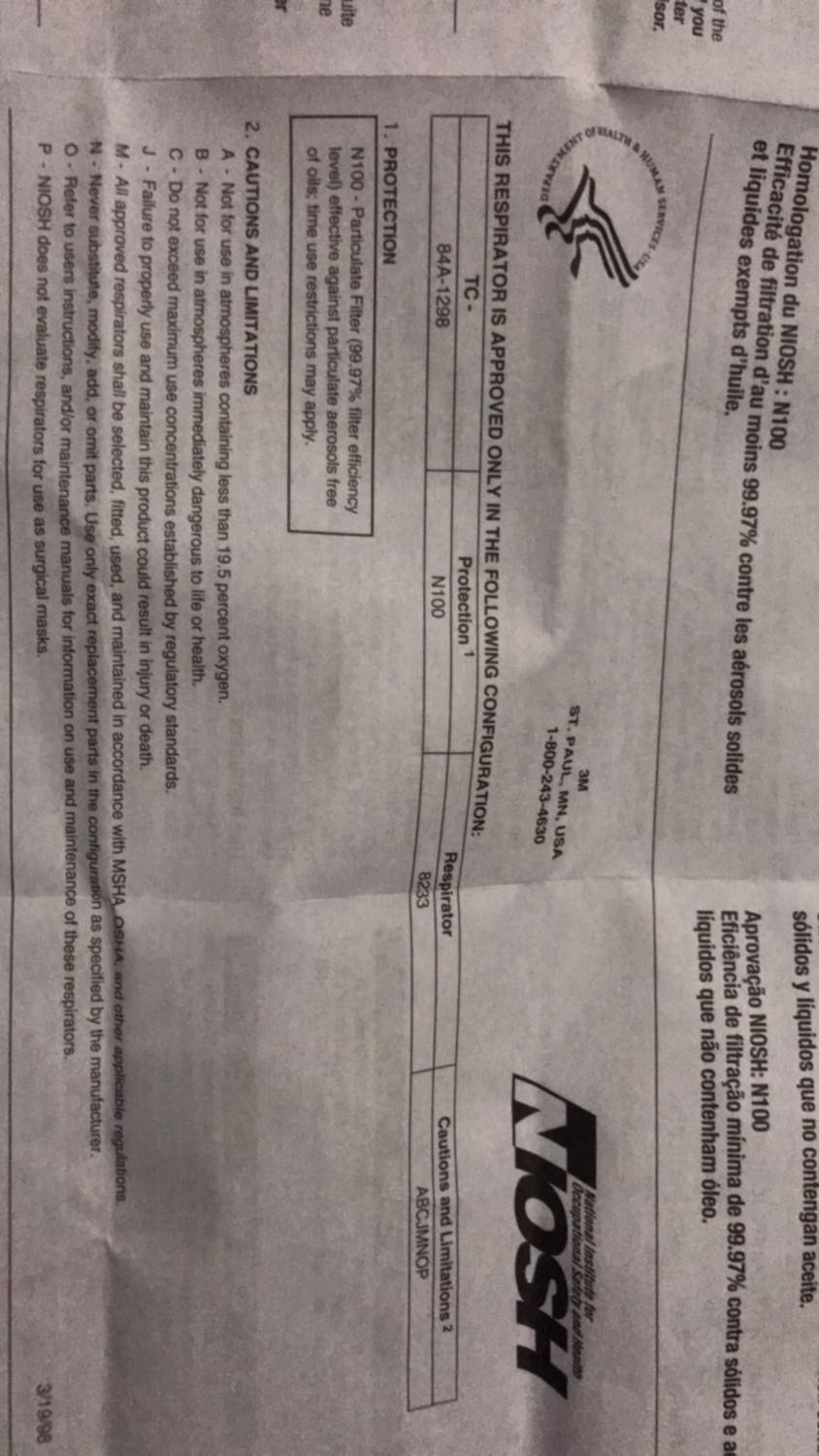 Theo mô tả thì mặt nạ này có thể lọc được 90% bụi nhưng thực tế thì rating P1 là chỉ số dành cho 80%. Không thấy có giấy đạt tiêu chuẩn KN90 gì trong hộp khẩu trang cả. Mình có mua 1 sp lúc trc cũng của 3M có tiêu chuẩn N100 và có giấy tờ cho tiêu chuẩn đó